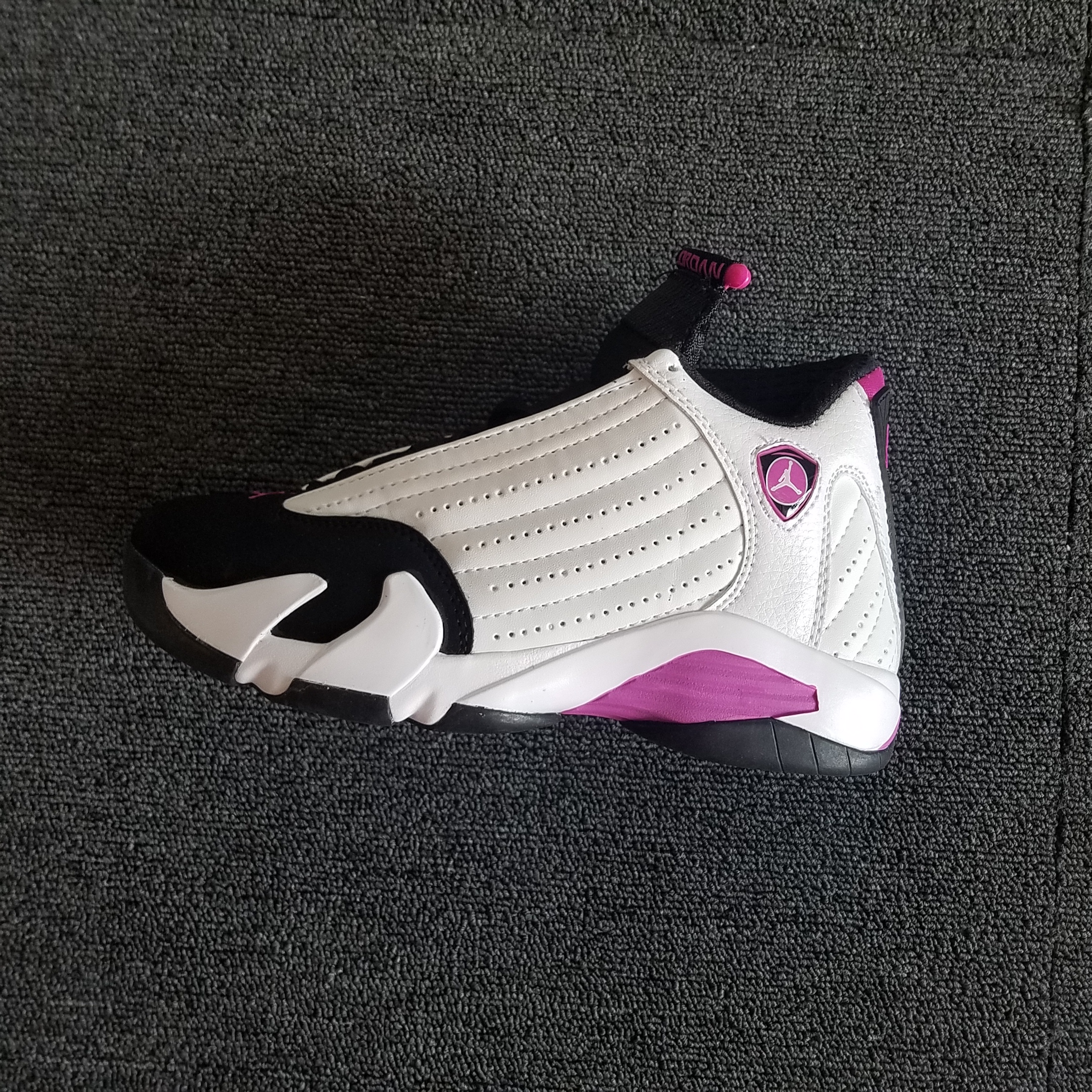 Women Air Jordan 14 Retro White Pink Black Shoes - Click Image to Close